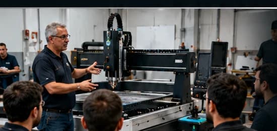 Treinamento presencial próximo de uma máquina industrial